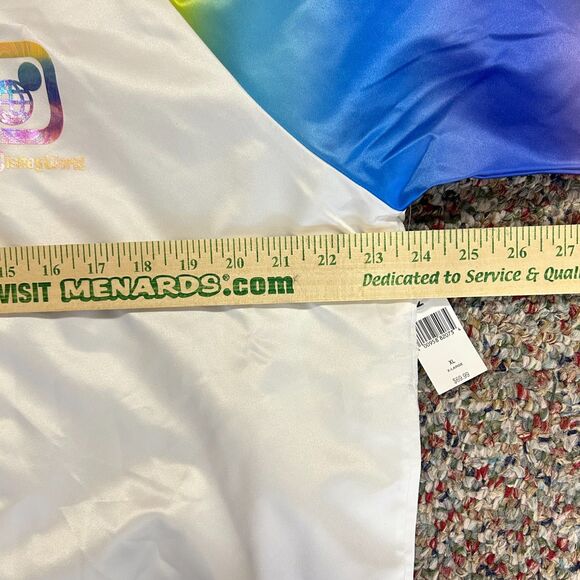 Disney World NWT White Rainbow Tie Dye Satin Bomber Windbreaker Jacket Size XL - Picture 11 of 14